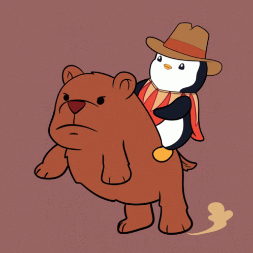 Giddy Up Penguin On Bear GIF