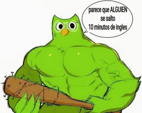 Giga Chad Duolingo Holding Bat GIF