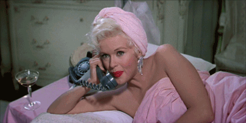 Giggling Jayne Mansfield On Phone GIF