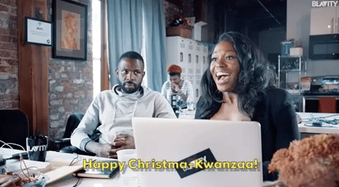 Giggly Office Lady Happy Kwanzaa GIF
