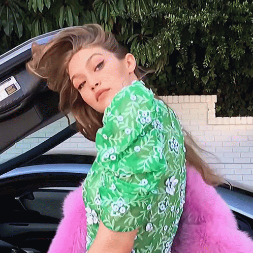 Gigi Hadid Flip Hair Photoshoot GIF