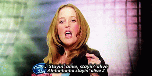 Gillian Anderson Singing Stayin Alive GIF