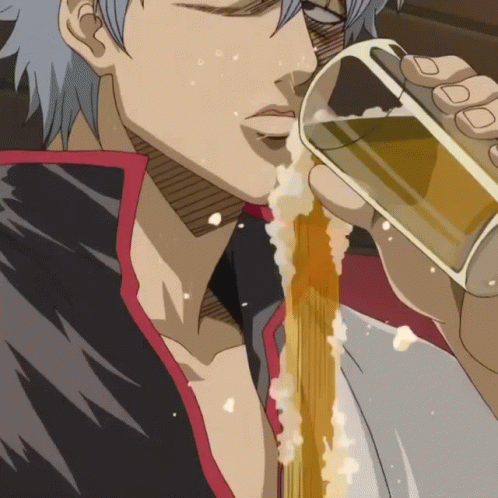Gintama Gintoki Sakata Spilling Beer GIF