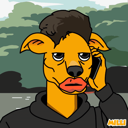 Giraffe In Black Hoodie Talking On Cellphone GIF