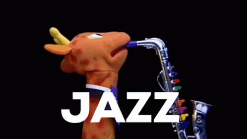 Giraffe Puppet Playing Saxophone Time