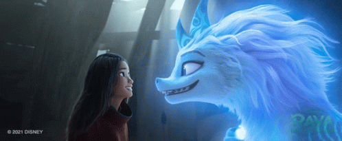Girl and Blue Dragon Disney