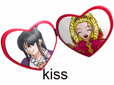 Girl and Boy in Heart Shaped Mirror With Kiss