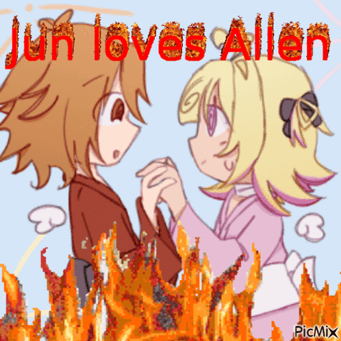 Girl And Boy Saying Jun Loves Allen GIF