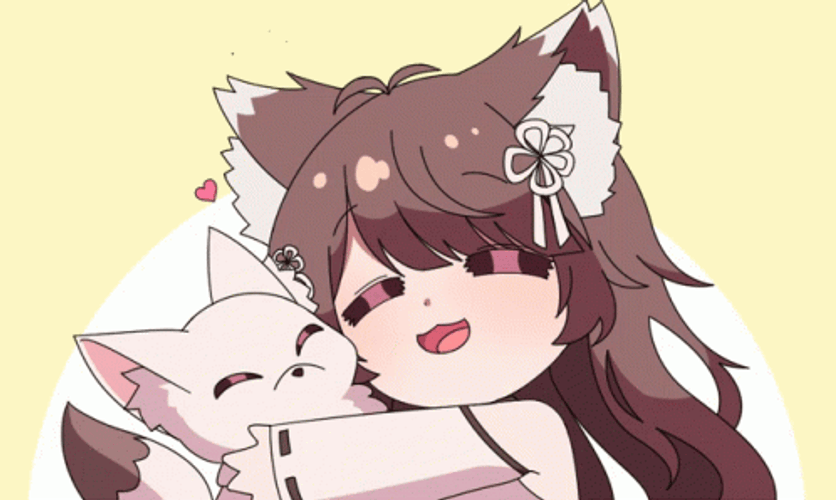 Girl And Cat Anime Cuddle GIF 