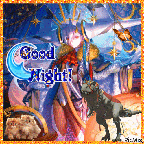 Girl and Dinosaur Good Night