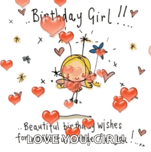 Girl And Fairy Surrounded By Hearts GIF