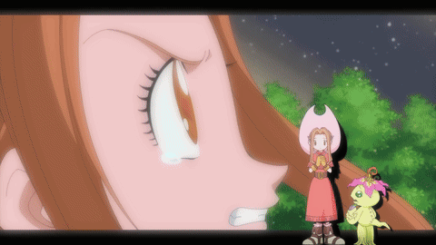 Girl And Monster With Letter K On Head GIF