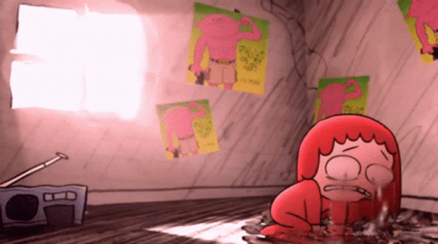 Girl Animated Crying Scaredy GIF