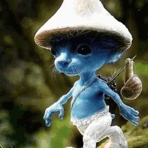 Girl Anime And Blue Smurf Cat Meme GIF