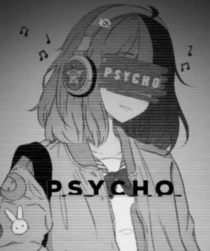 Girl Anime Listening To Music Glitching Psycho GIF