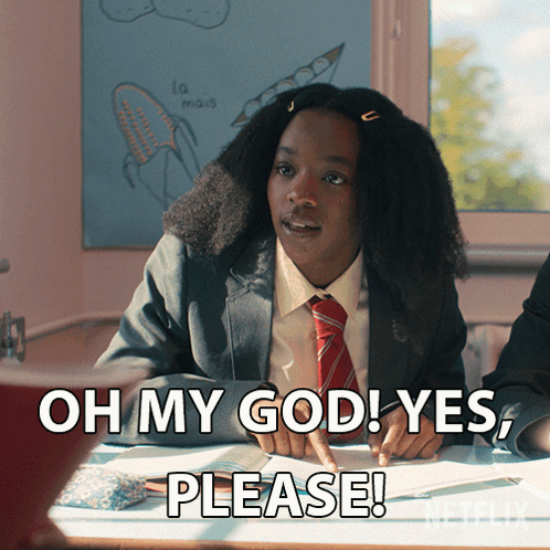 Girl At Desk Saying Oh My God Yes Please GIF