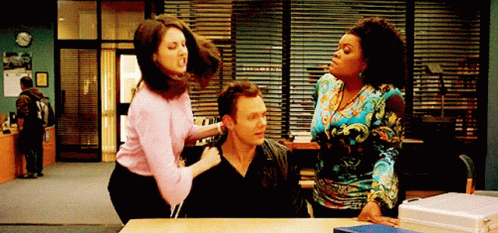 Girl Bang The Guy's Head On Desk GIF