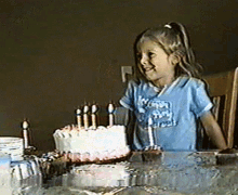 Girl Blowing Birthday Candles And Smiling GIF
