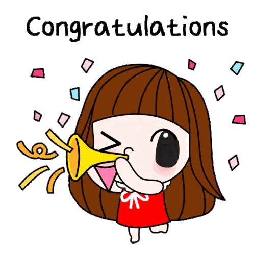 Girl Blowing Trumpet Congratulations