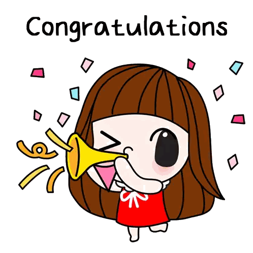 Girl Blowing Trumpet Congratulations