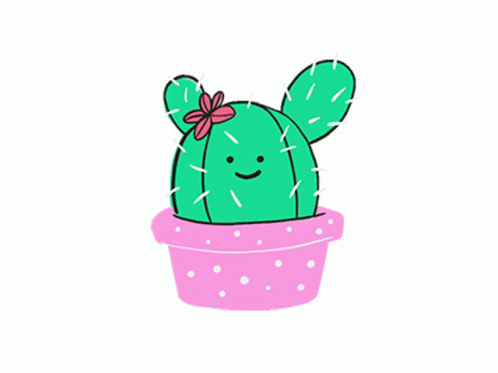 Girl Cactus Two Ponytails GIF
