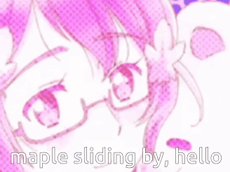 girl canada maple sliding by hello with a pink background