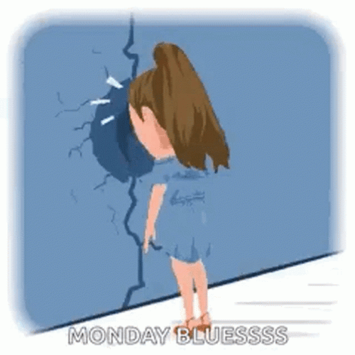 Girl Cartoon Banging Head Against Wall  GIF