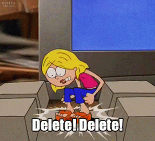 Girl Cartoon With Delete Delete