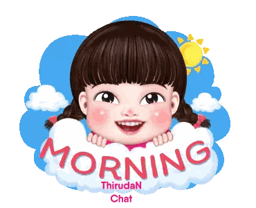 Girl Cartoon with Morning Text