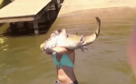 Girl Catches Catfish GIF