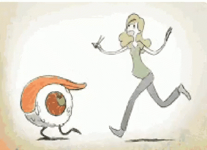Girl Chases Sushi GIF