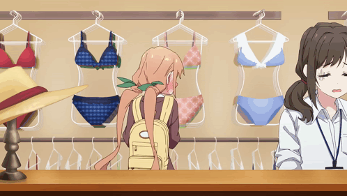 Girl Choosing Swimsuit GIF