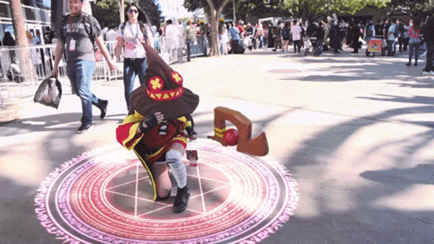 Girl Cosplaying Megumin With Explosion Effects GIF