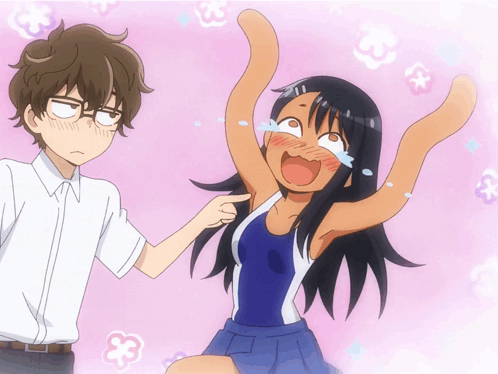 Girl Crying Being Tickled By Boy With Glasses GIF