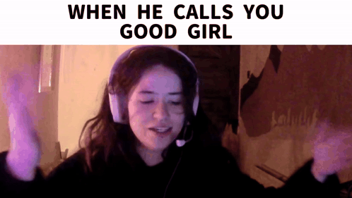 Girl Dancing With Headphones And Good Girl Sign GIF