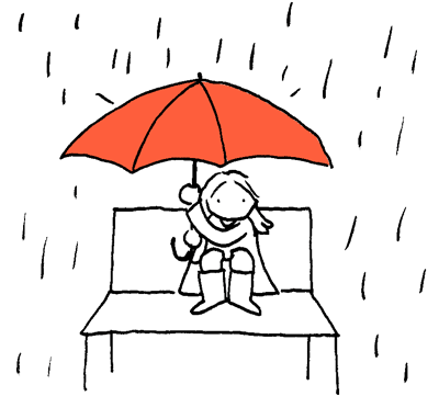 Girl Disappear In Umbrella On Rainy Day GIF
