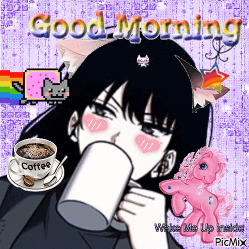 Girl Drinking Coffee Good Morning