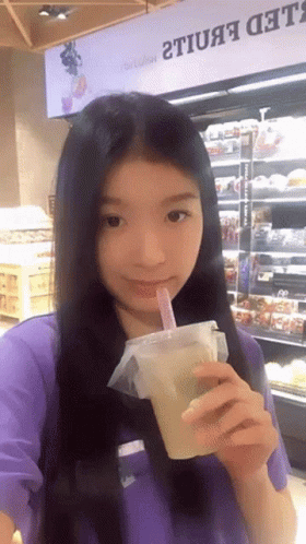 Girl Drinking From Cup With Straw LED Sign