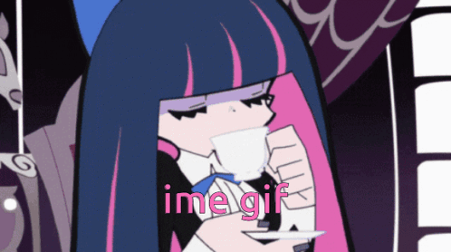 Girl Drinking Tea with Ime Gif
