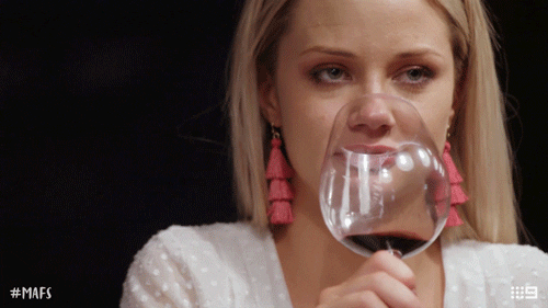Girl Drinking Wine Rolling Eyes GIF
