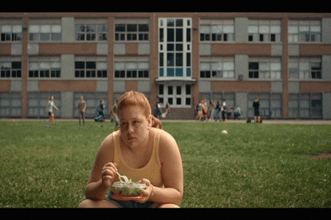 Girl Eating Outside Canteen GIF