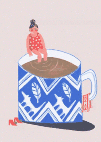 Girl Feet Socked In The Animated Coffee Pool GIF