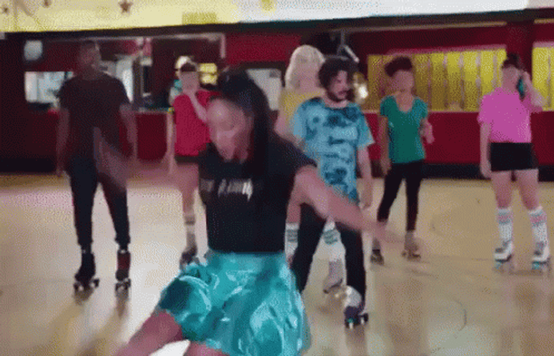 Girl Fell From Roller Skating GIF