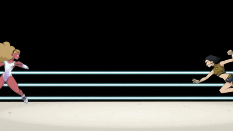Girl Fight Ring Battle Animation GIF
