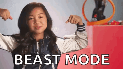 Girl Flexing Muscles Beast Mode