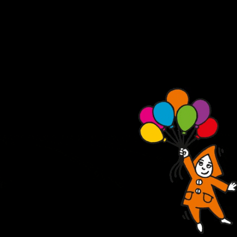 Girl Flying With Happy Birthday Balloons GIF