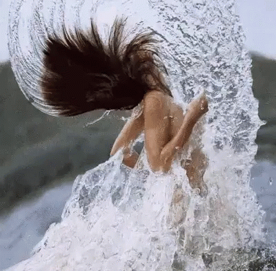 Girl Get Out From Water Pouring GIF