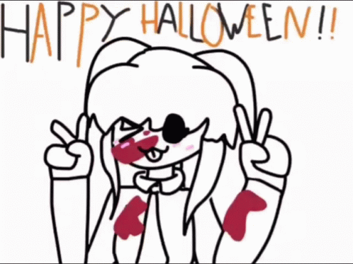 Girl Giving Peace Sign Happy Halloween
