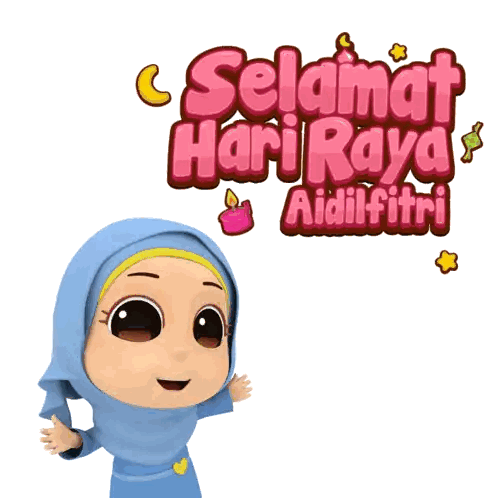 Girl Giving Thumbs Up in Front of Selamat Hari Raya Sign