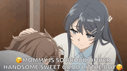 Girl Hand on Boy's Head Says Mommy Proud